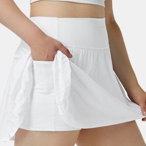 Halara Plus Pleated Flare Tennis Skirt Skort White